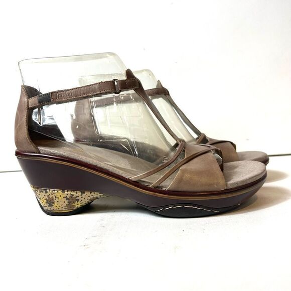 Jambu Sport Wedge Design Leather Cushioned Open Toe Heel Sandals Women 10M Brown - Picture 1 of 12